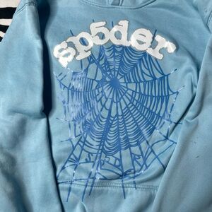 Sp5der sky blue hoodie